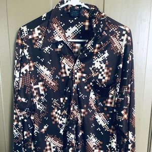 Men’s Brown Pixelated Button Down